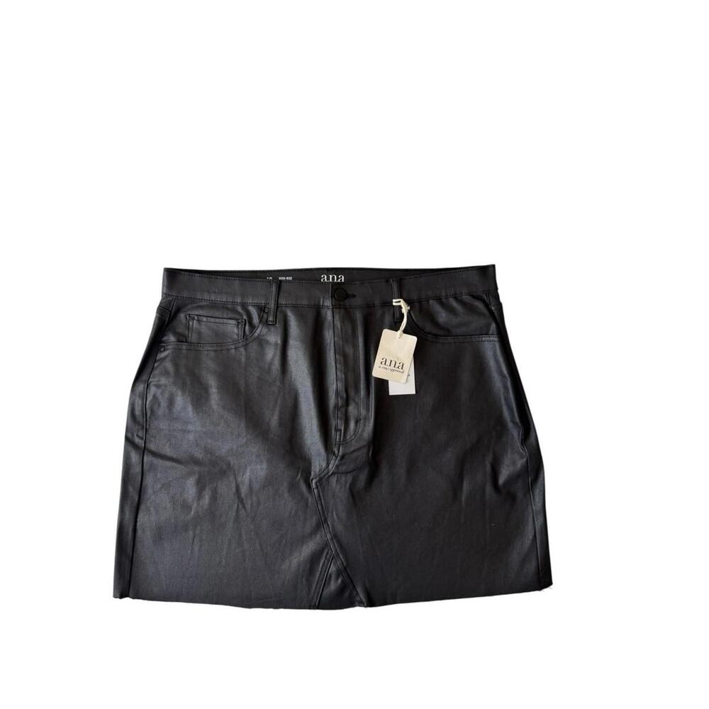 Women’s A.N.A High Rise Black Mini Skirt Sz 18 Goth Biker Goth Chic Moto